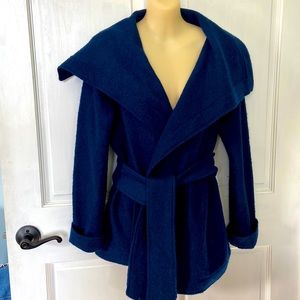 Kenar Blue Wool Belted Wrap Jacket Size M